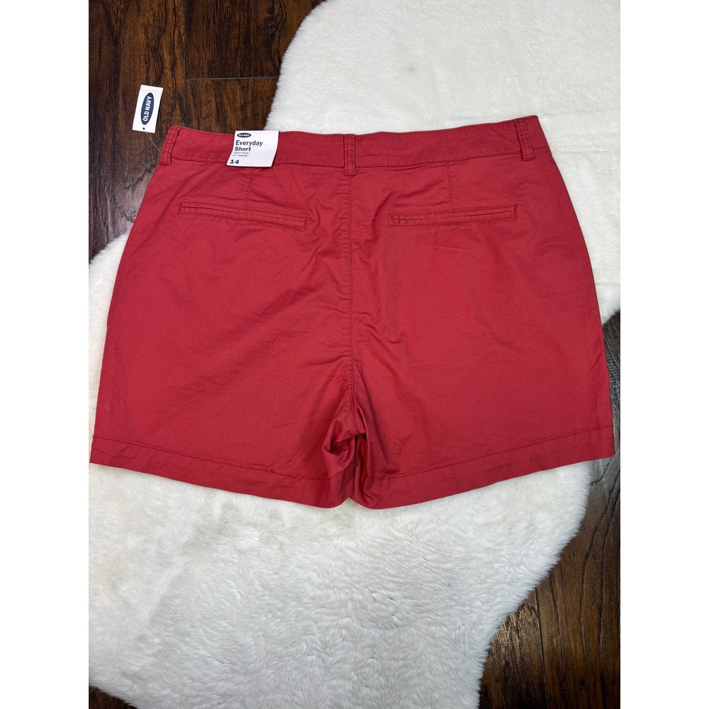 Old Navy Everyday Short 14 Red High Rise Chino Stretch Cotton Twill Women - Picture 4 of 10